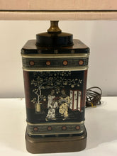 Load image into Gallery viewer, Vintage Tin Asian Motif Lamp