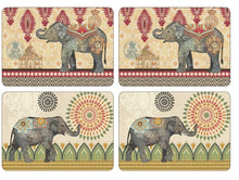 Load image into Gallery viewer, Four Cork-Backed Caravan Elephant Placemats from Jason