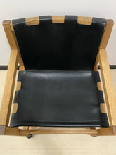 Load image into Gallery viewer, Pair of Vintage Genuine Leather Sling Chairs with Oak Frames from Russel Wright