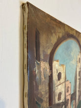 Load image into Gallery viewer, Vertical Vintage Oil of European Village Scene I, signed