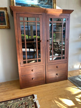 Load image into Gallery viewer, Two Piece Mission Style Glass Front Cabinet from Ethan Allen