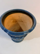 Load image into Gallery viewer, Blue Glazed Planter with Garland Relief inspired by Provencal Pottery