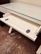Load image into Gallery viewer, White Parsons Style Writing Desk with Glass Top