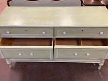 Load image into Gallery viewer, Green Six Drawer Shabby Chic Dresser