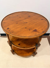 Load image into Gallery viewer, Vintage Three Tier Pine Occasional Table with Distressed Finish from Henredon