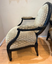Load image into Gallery viewer, Pair of Tan & Black Upholstered Arm Chairs