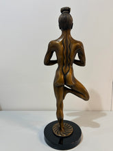Load image into Gallery viewer, Bronze Yoga Pose Sculpture on Marble Base by Kimber Beibiger, signed