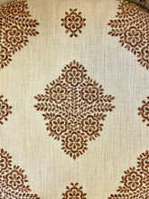 Load image into Gallery viewer, Custom Brown and White Curved Wingback Accent Chair with Velvet Pillow from Baker Furniture