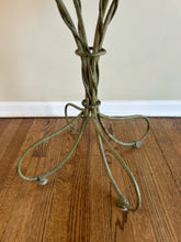 Load image into Gallery viewer, Wood Plank Top Side Table with Green Twisted Iron Base