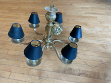 Load image into Gallery viewer, Six Arm Brass Chandelier with  Black Shades
