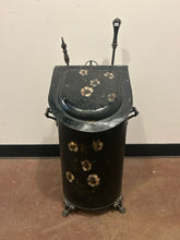 Load image into Gallery viewer, Vintage Tole Coal Scuttle Fireplace Box with Tools
