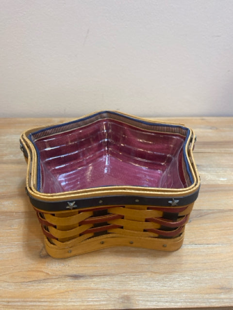 Small Star Shaped Longaberger  Red and Blue Basket