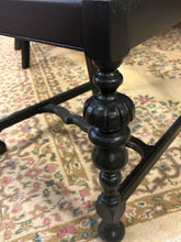 Load image into Gallery viewer, Black Painted Dining Room Table, 4 Upholstered Side Chairs & Two Wood Framed Head Chairs with Three 11" Leaves