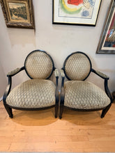 Load image into Gallery viewer, Pair of Tan & Black Upholstered Arm Chairs