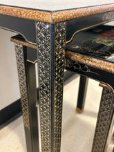 Load image into Gallery viewer, Mid-Century Black Lacquered Chinoiserie Nesting Tables