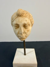 Load image into Gallery viewer, Vintage Carved Marble Roman Female Head on Marble Base