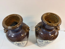Load image into Gallery viewer, Pair of Urns with Chinoiserie Detailing and Decorative Turtle Figurines
