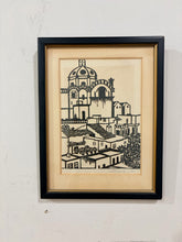 Load image into Gallery viewer, Black and White Woodblock Print of Mediterranean Village by Stieglitz, signed