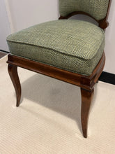 Load image into Gallery viewer, Six French Inspired Art Deco High Back Dining Chairs with Green Herringbone Tweed Upholstery
