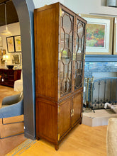 Load image into Gallery viewer, Vintage Two Door Glass Front Lighted Display Cabinet with Brass Hardware from Baker, Knapp & Tubbs