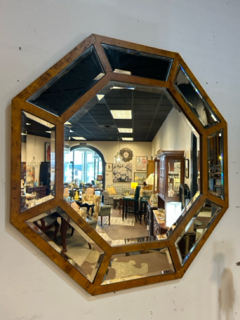 Octagonal Burlwood Beveled Mirror from Neiman Marcus