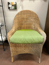 Load image into Gallery viewer, Wicker Chair with Green Fabric Cover