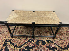 Load image into Gallery viewer, Dorchester Black Beechwood Bench with Hand Woven Rush Seat & Cushion from Ballard Design