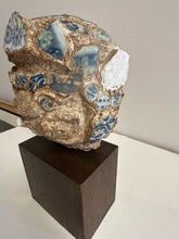 Load image into Gallery viewer, Chinese Bust with Blue & White Porcelain Shards on Wood Base