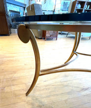 Load image into Gallery viewer, Oval Glass Top Coffee Table with Gold Leaf Metal Base