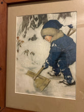 Load image into Gallery viewer, Vintage Print, Boy Shoveling Snow by Jessie Willcox Smith