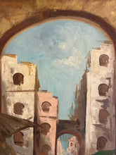 Load image into Gallery viewer, Vertical Vintage Oil of European Village Scene I, signed