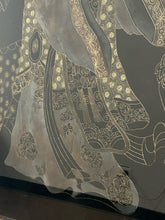 Load image into Gallery viewer, Hand Painted Fabric with Gold Threading of Asian Empress in Gold Bamboo Frame