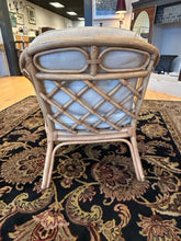 Load image into Gallery viewer, Blonde Rattan Armchair with Cream Herringbone Upholstery