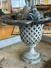 Load image into Gallery viewer, Vintage Cast Metal Fountain with Cherub and Frogs on Shell Shaped Basin & Pedestal