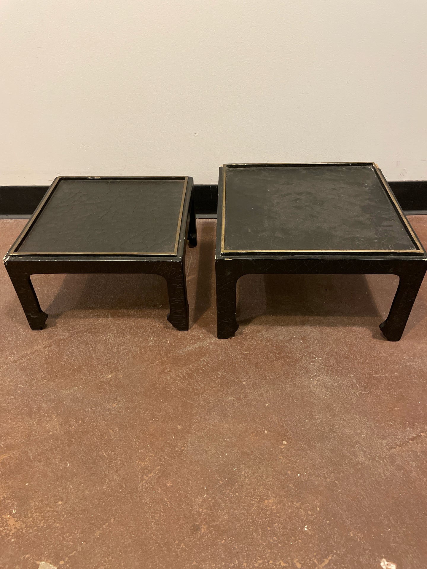 Set of 2 Black Wood Low Stacking Tables from Milling Road for Baker