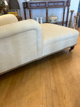 Load image into Gallery viewer, Chaise Lounge on Wheels with Cream Upholstery and Nailheads
