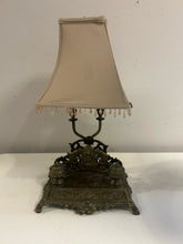 Load image into Gallery viewer, Vintage Brass Inkwell Desk Lamp with Letter Holder