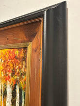 Load image into Gallery viewer, Large Framed Oil Painting of Autumn Scene, Birch Trees, signed