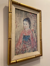 Load image into Gallery viewer, Print of Asian Girl in Bamboo Frame by Edna Hibel
