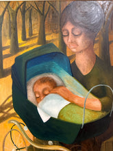 Load image into Gallery viewer, Original Oil of Mother and Baby in Carriage, signed