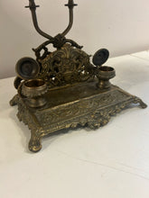Load image into Gallery viewer, Vintage Brass Inkwell Desk Lamp with Letter Holder
