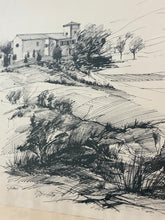 Load image into Gallery viewer, Framed Original Ink Drawing/Etching of Casadonna (Abruzzo, Italy), signed
