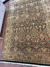 Load image into Gallery viewer, 100% Wool Black, Tan & Green Area Rug
