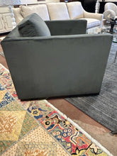 Load image into Gallery viewer, Large Dark Grey/Green Velvet Swivel Chair