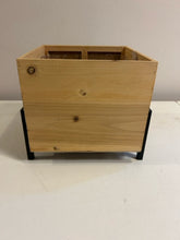 Load image into Gallery viewer, Square Wood Planter on Metal Base