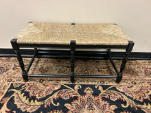 Load image into Gallery viewer, Dorchester Black Beechwood Bench with Hand Woven Rush Seat & Cushion from Ballard Design