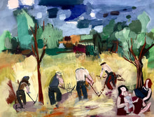 Load image into Gallery viewer, Original Gouache & Pastel on Paper of Harvest Scene by Maurice Empi, signed