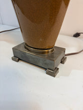 Load image into Gallery viewer, Pair of Crackled Ceramic Table Lamps with Bronze Footed Base from Uttermost