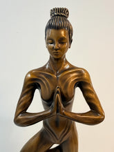 Load image into Gallery viewer, Bronze Yoga Pose Sculpture on Marble Base by Kimber Beibiger, signed