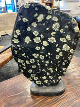 Load image into Gallery viewer, Heavy Chinese Peony Meditation Stone on Separate Wood Base